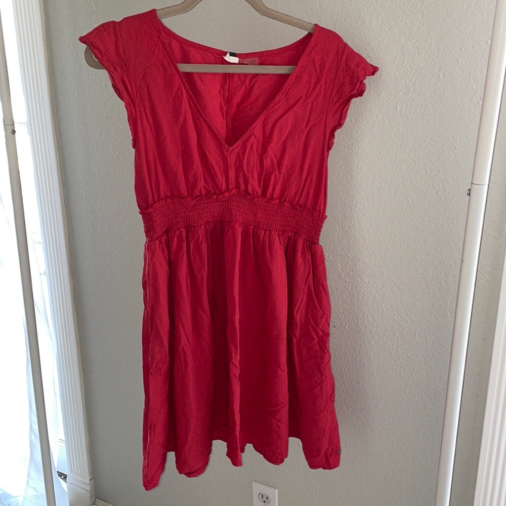 Red v-neck dress from Roxy.